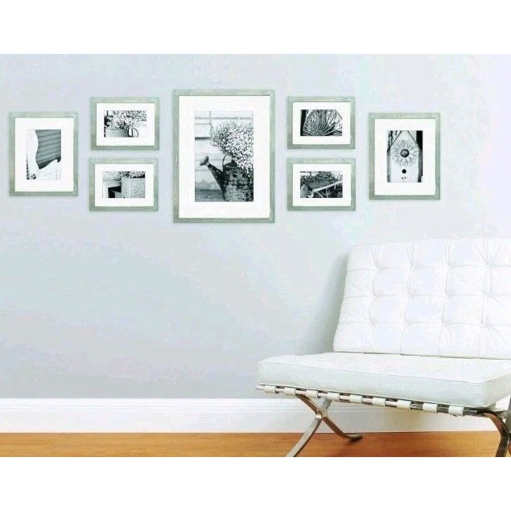 Gallery Perfect 7 Pc Grey Wash Photo Frame Gallery Kit Decorative Art Prints Set - Picture 7 of 8